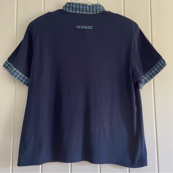 KAREN SCOTT Cotton Rich Womens XL TOP Golf polo EMBROIDERY blue SHIRT floral - Picture 4 of 16